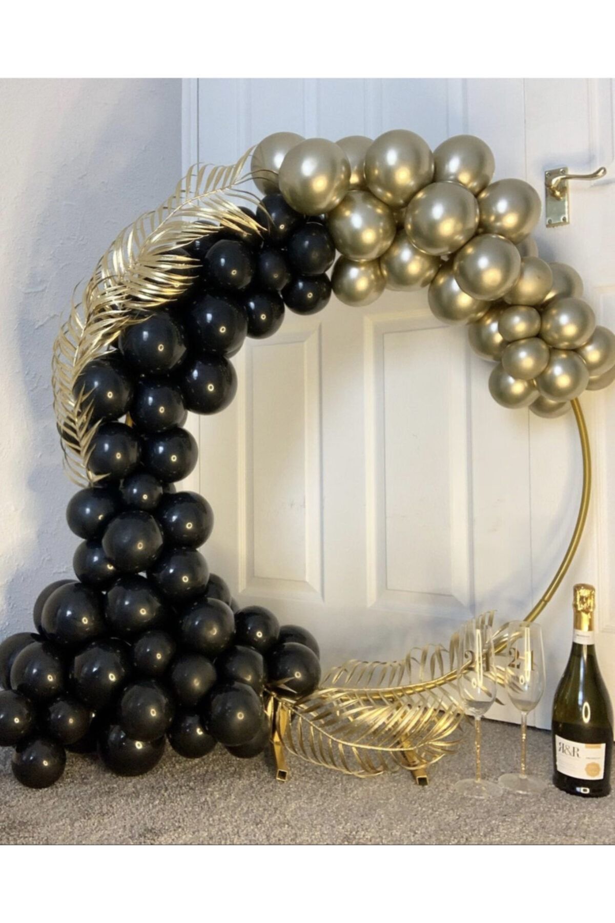 Krom Gold Pastel Siyah Balon Zinciri 100 Adet