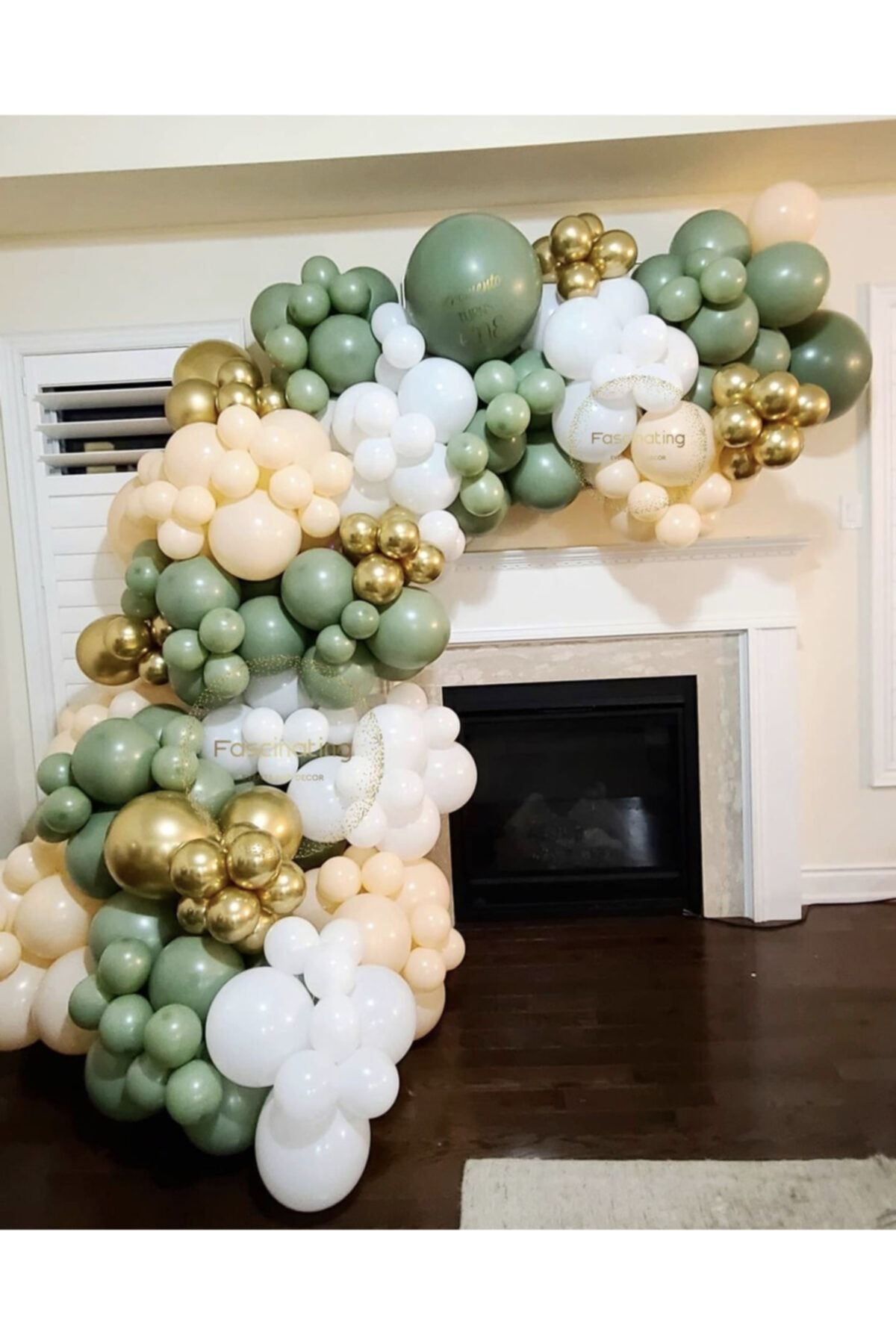 Krom Gold Küf Yeşili Beyaz Ve Somon Balon Zinciri 100 Adet