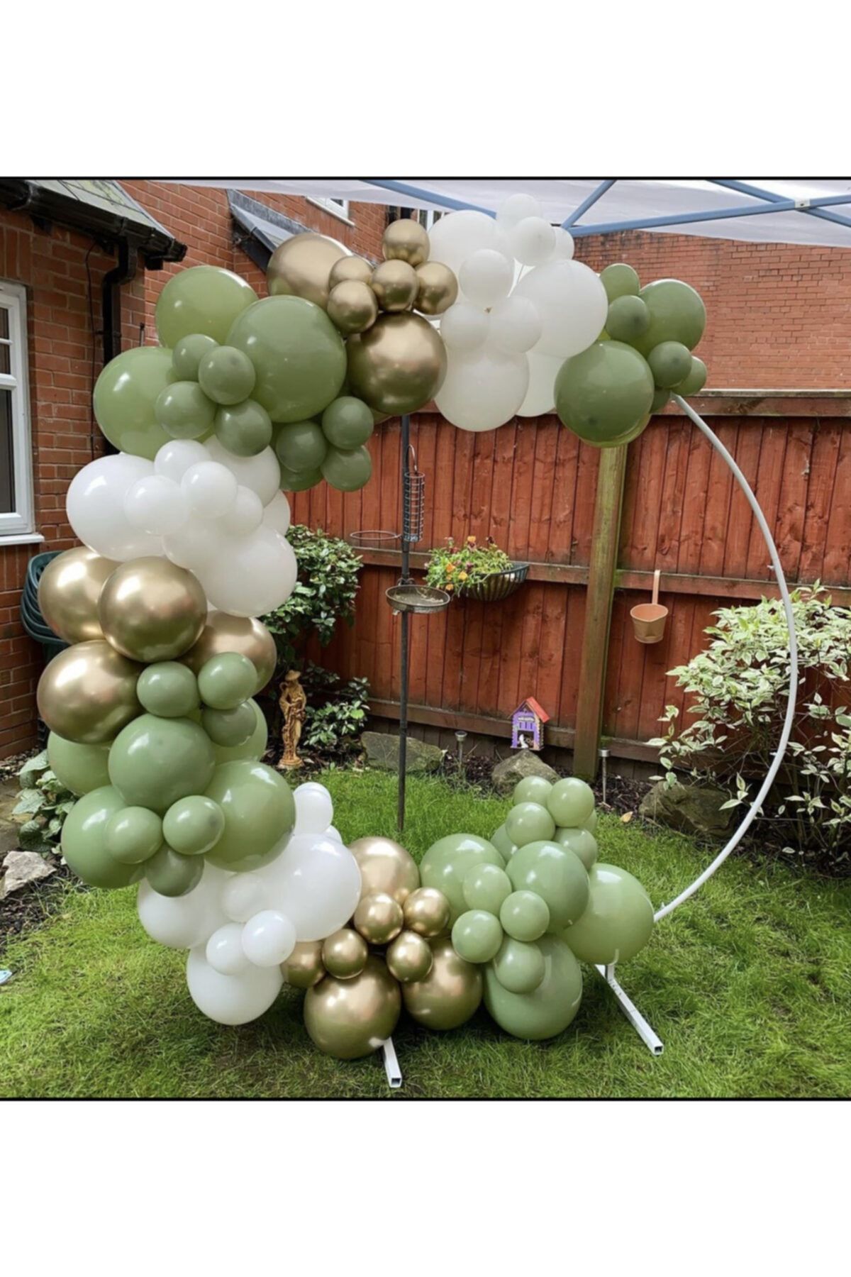 Krom Gold Kış Yeşili Ve Beyaz Balon Zinciri 100 Adet