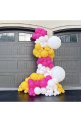 Pastel Zerdeçal Beyaz Ve Fuşya Balon Zinciri 100 Adet