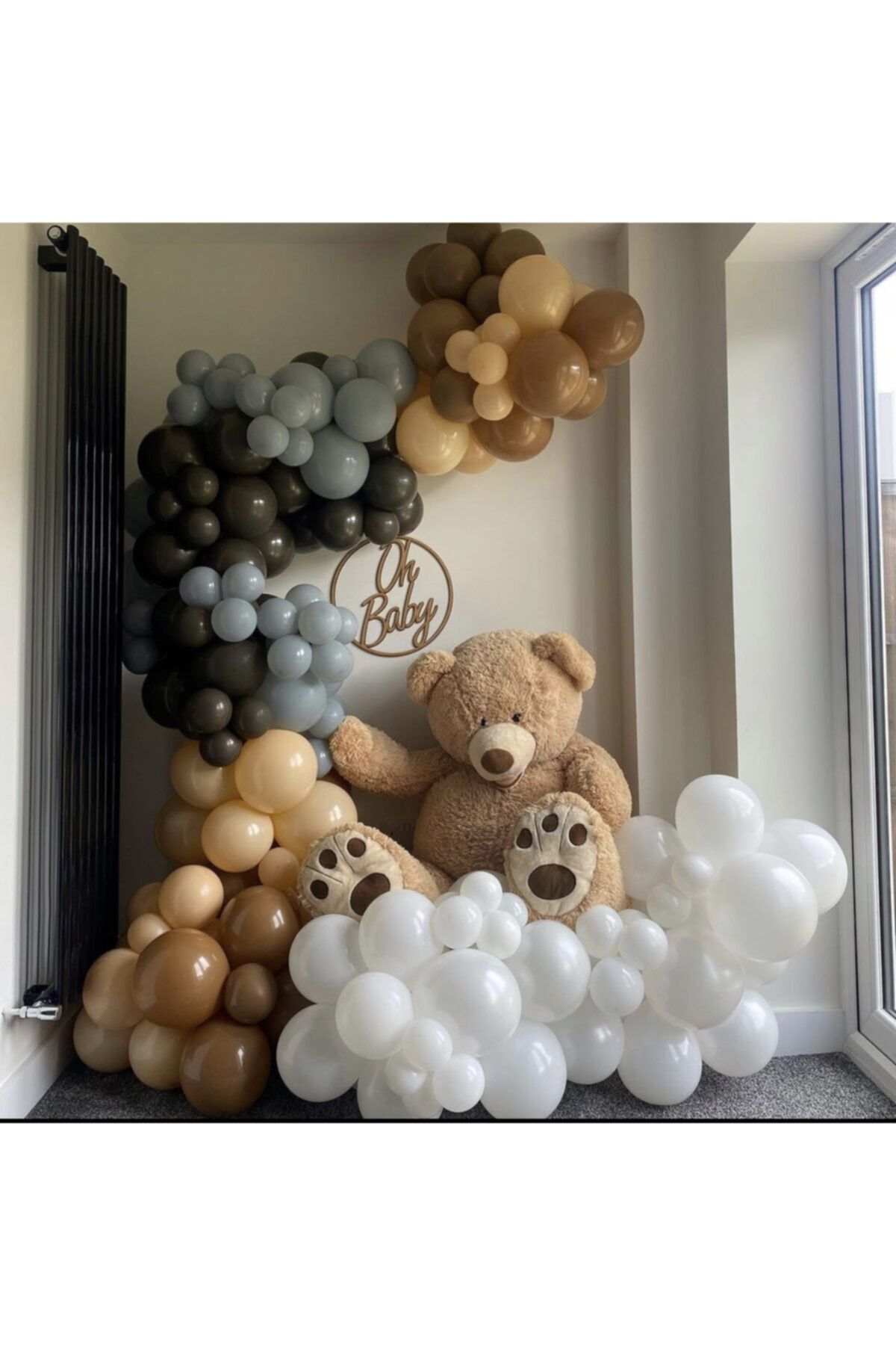 Çikolata Kahve Karamel Ten Rengi Gri Ve Beyaz Balon Zinciri 100 Adet