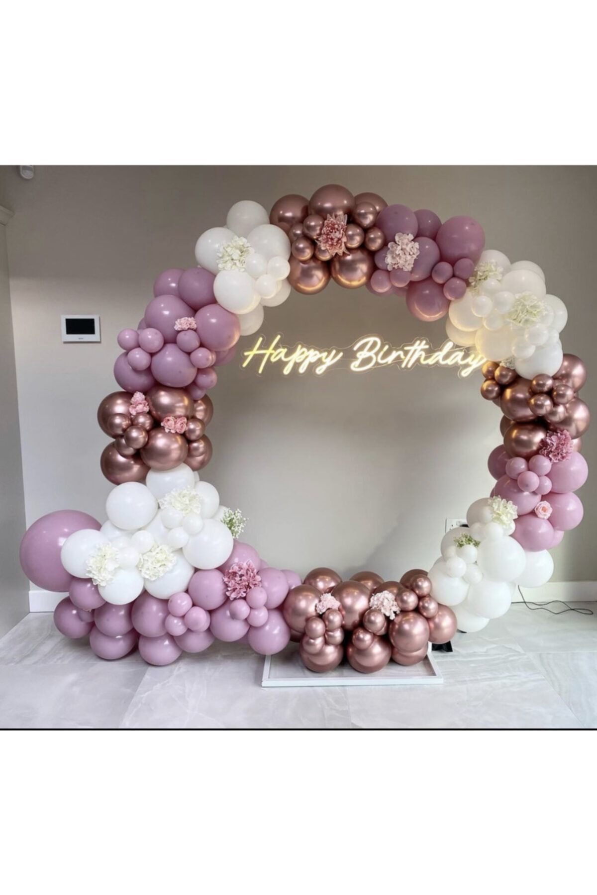 Krom Pembe Toz Pembe Ve Beyaz Balon Zinciri 100 Adet