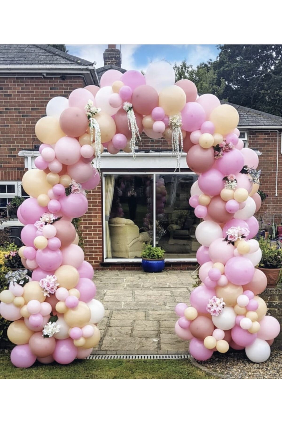 Pastel Pembe Somon Ve Beyaz Balon Zinciri 100 Adet