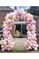 Pastel Pembe Somon Ve Beyaz Balon Zinciri 100 Adet