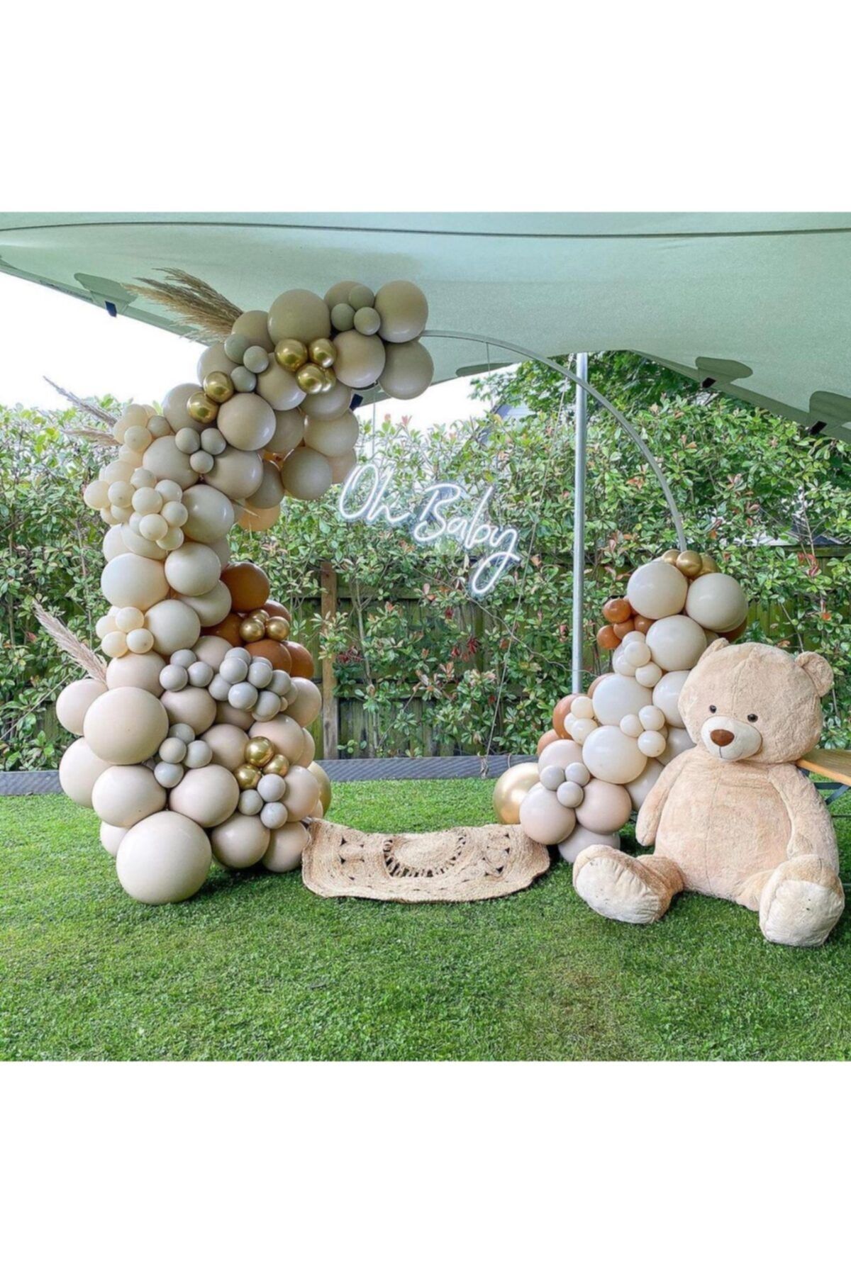 Krom Gold Pastel Deniz Kumu Taş Ve Duman Balon Zinciri 100 Adet