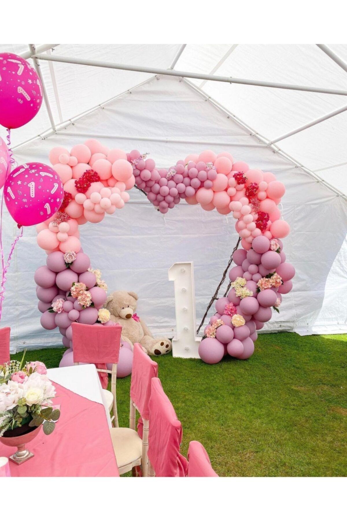 Pastel Makaron Pembe Ve Yaban Çileği Balon Zinciri 100 Adet