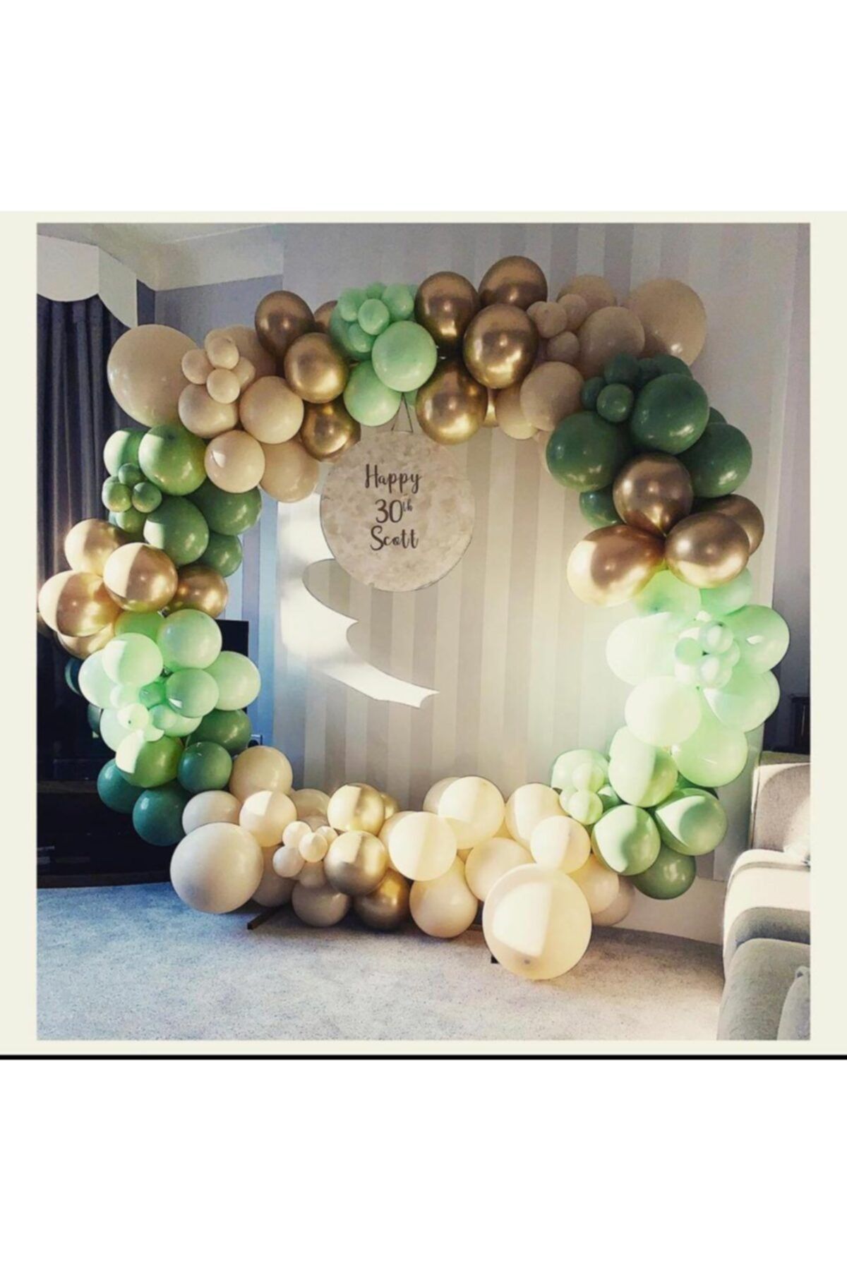 Krom Gold Küf Yeşili Mint Yeşili Ve Ten Rengi Balon Zinciri 100 Adet