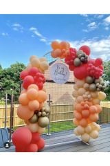Krom Gold Pastel Somon Ten Rengi Ve Kırmızı Balon Zinciri 100 Adet