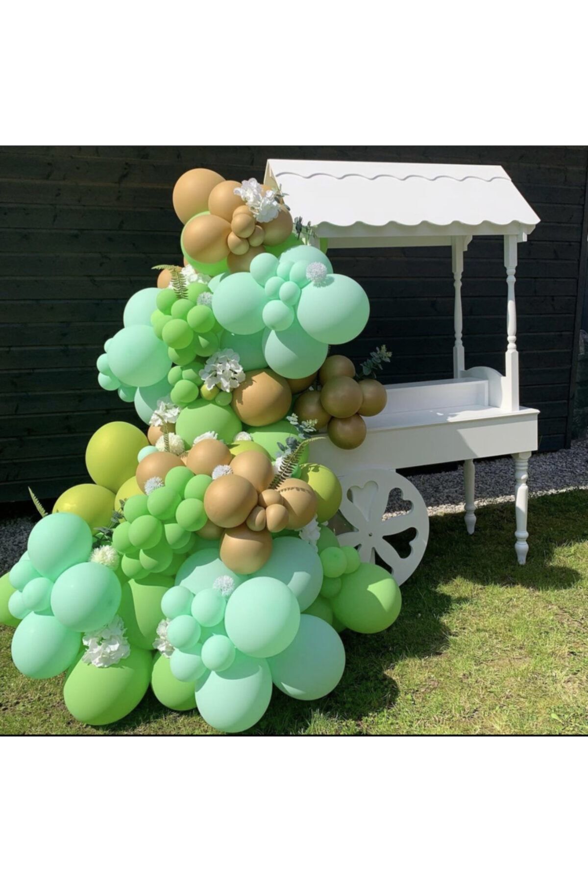 Krom Gold Pastel Açık Yeşil Ve Mint Yeşili Balon Zinciri 100 Adet