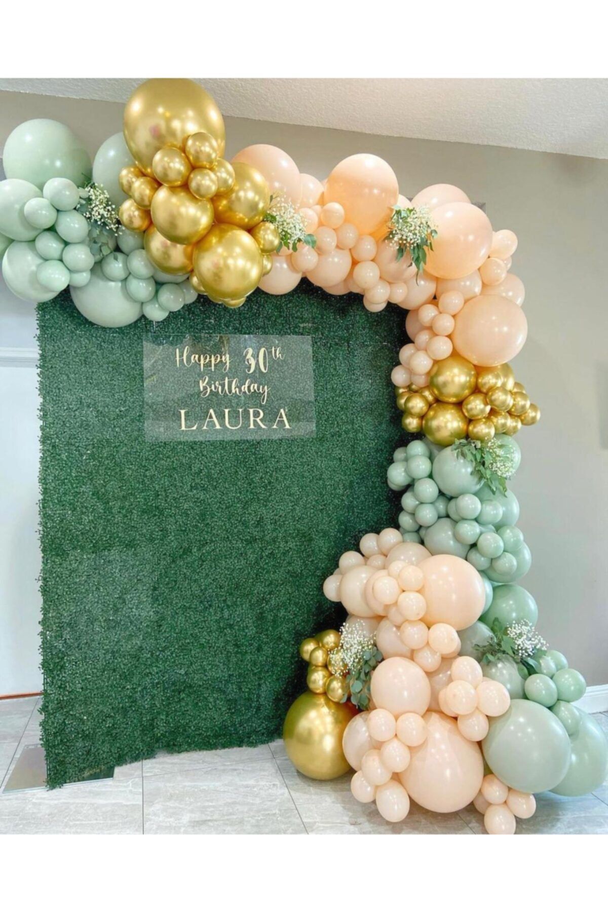 Krom Gold Küf Yeşili Somon Balon Zinciri 100 Adet