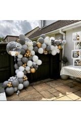 Krom Gold Pastel Gri Beyaz Balon Zinciri 100 Adet