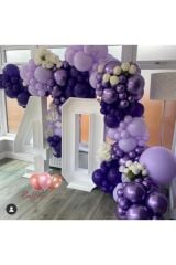 Krom Mor Pastel Lila Pastel Mor Balon Zinciri 100 Adet
