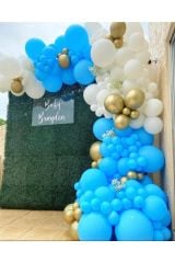 Krom Gold Mavi Ve Beyaz Balon Zinciri 100 Adet