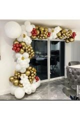 Krom Gold Pastel Beyaz Balon Zinciri 100 Adet