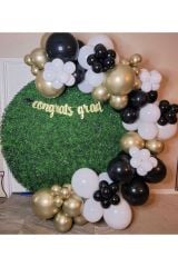 Krom Gold Pastel Siyah Beyaz Balon Zinciri 100 Adet