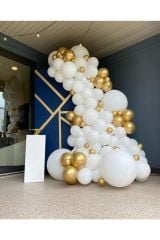 Krom Gold Pastel Beyaz Balon Zinciri 100 Adet