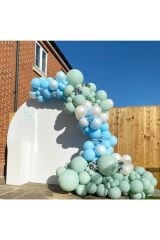 Makaron Mint Yeşili Beyaz Ve Mavi Balon Zinciri 100 Adet