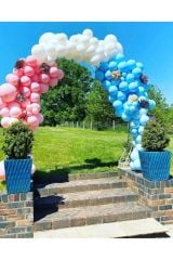 Cinsiyet Partisi Balon Zinciri Pembe Mavi Beyaz 100 Adet