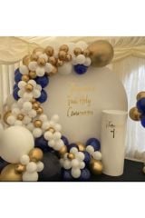 Krom Gold Beyaz Lacivert Balon Zinciri 100 Adet
