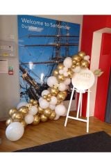 Pastel Beyaz Ve Gold Krom Balon Zinciri 100 Adet