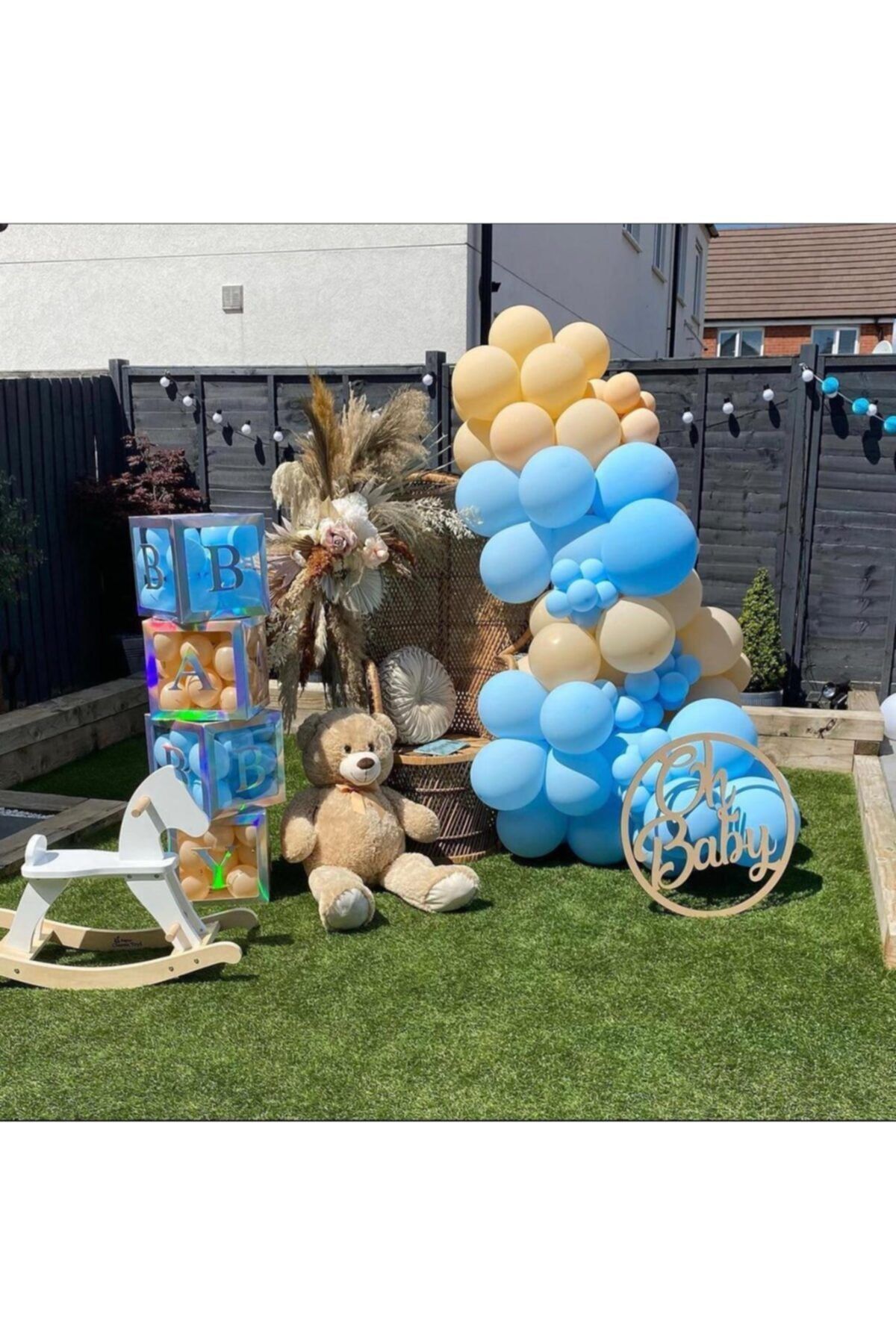 Pastel Makaron Mavi Ve Ten Rengi Balon Zinciri 100 Adet