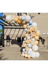 Pastel Somon Beyaz Mavi Ten Rengi Balon Zinciri 100 Adet