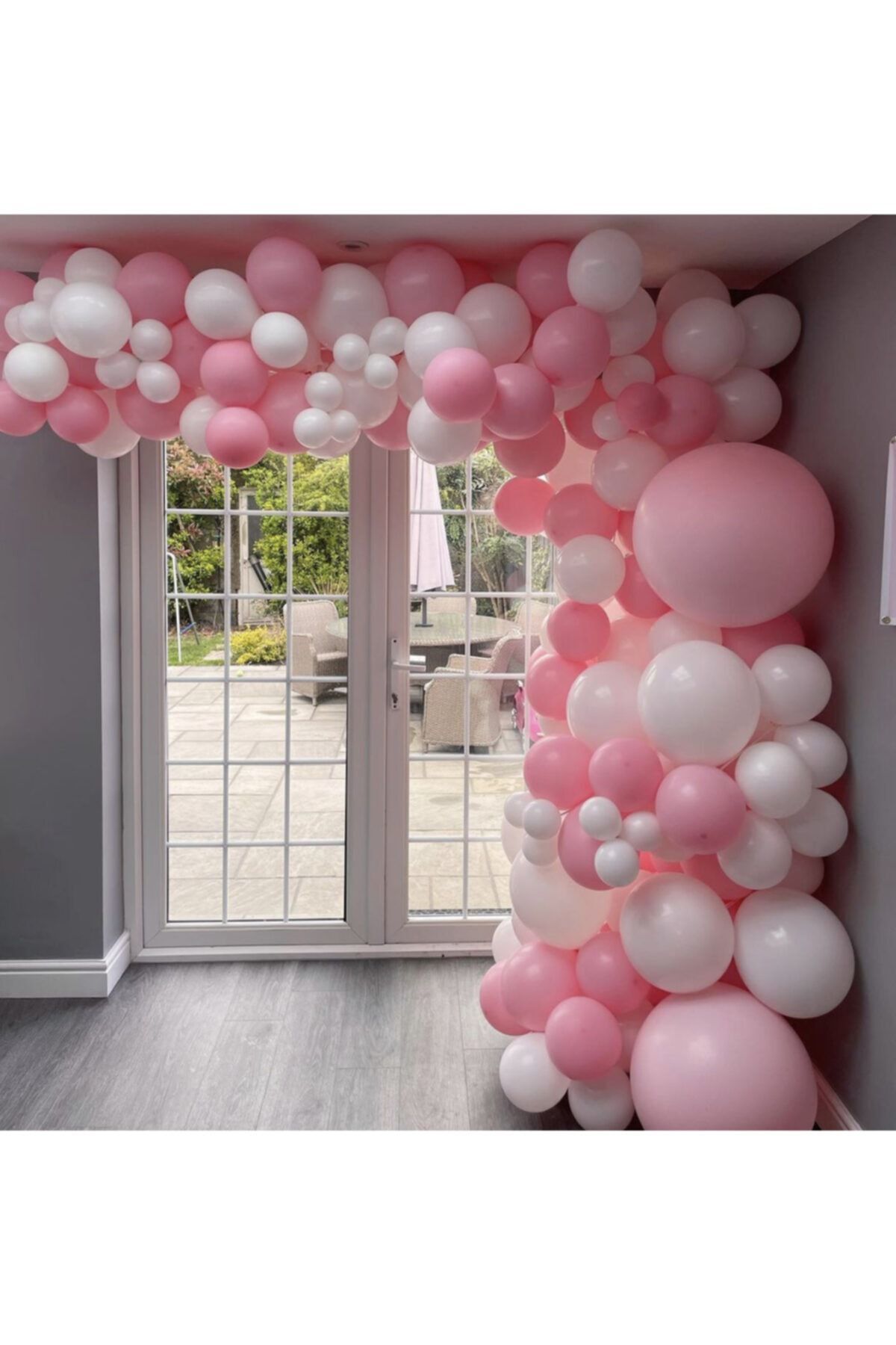 Pastel Pembe Beyaz Balon Zinciri 100 Adet