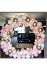Pembe Beyaz Gold Krom Balon Zinciri 100 Adet