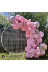 Pembe Makaron Ve Pembe Krom Balon Zinciri 100 Adet