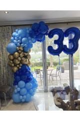 Açık Mavi Koyu Mavi Ve Gold Krom Balon Zinciri 100 Adet