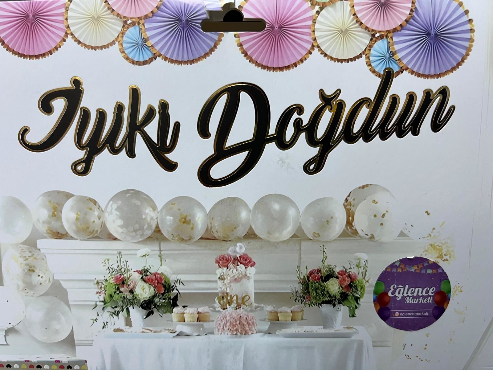 İyiki Doğdun Varaklı Kaligrafi Banner Siyah Altın