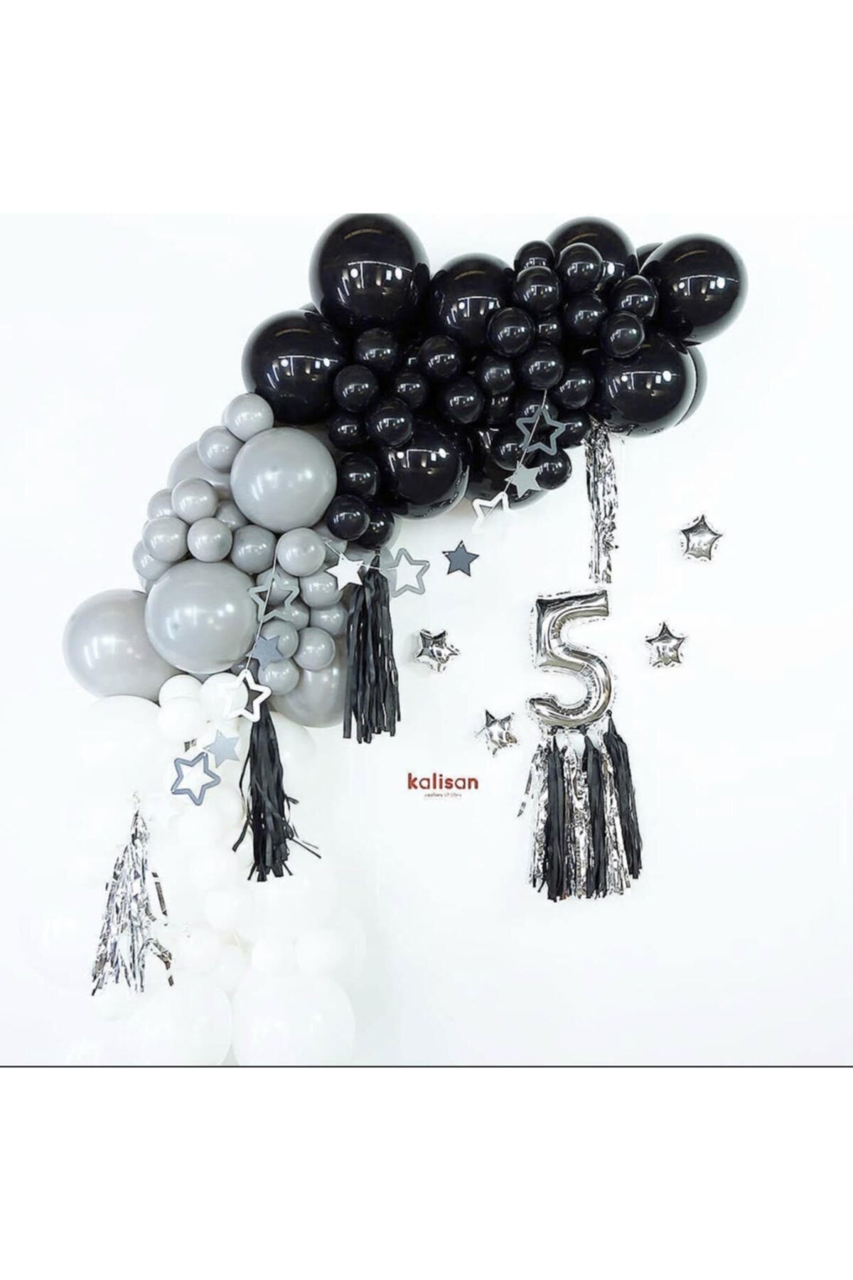 Siyah Gri Zincir Balon Seti 100 Adet