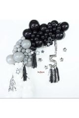 Siyah Gri Zincir Balon Seti 100 Adet