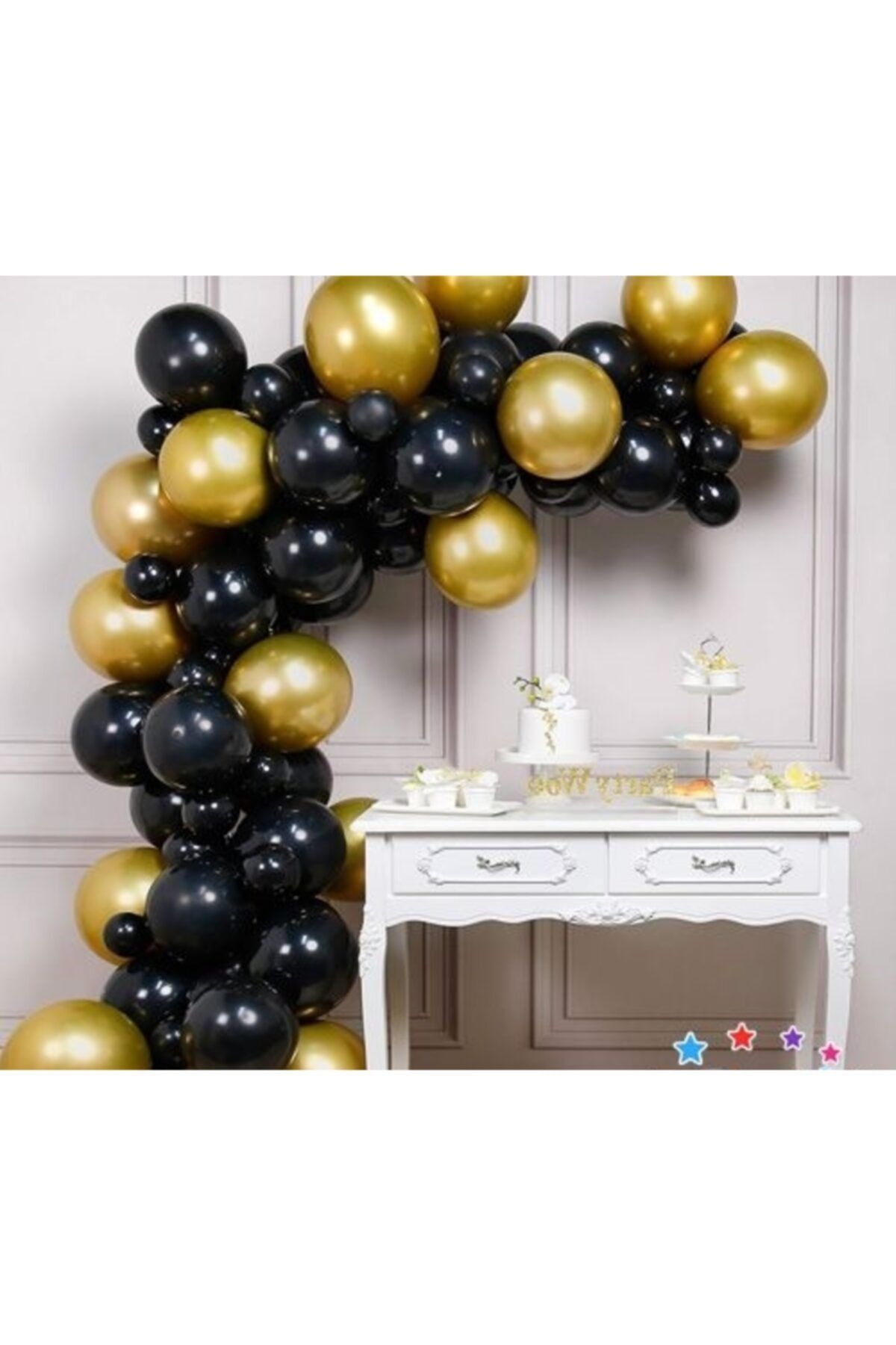 Balon Zinciri - Gold Siyah 100 Adet