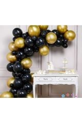Balon Zinciri - Gold Siyah 100 Adet