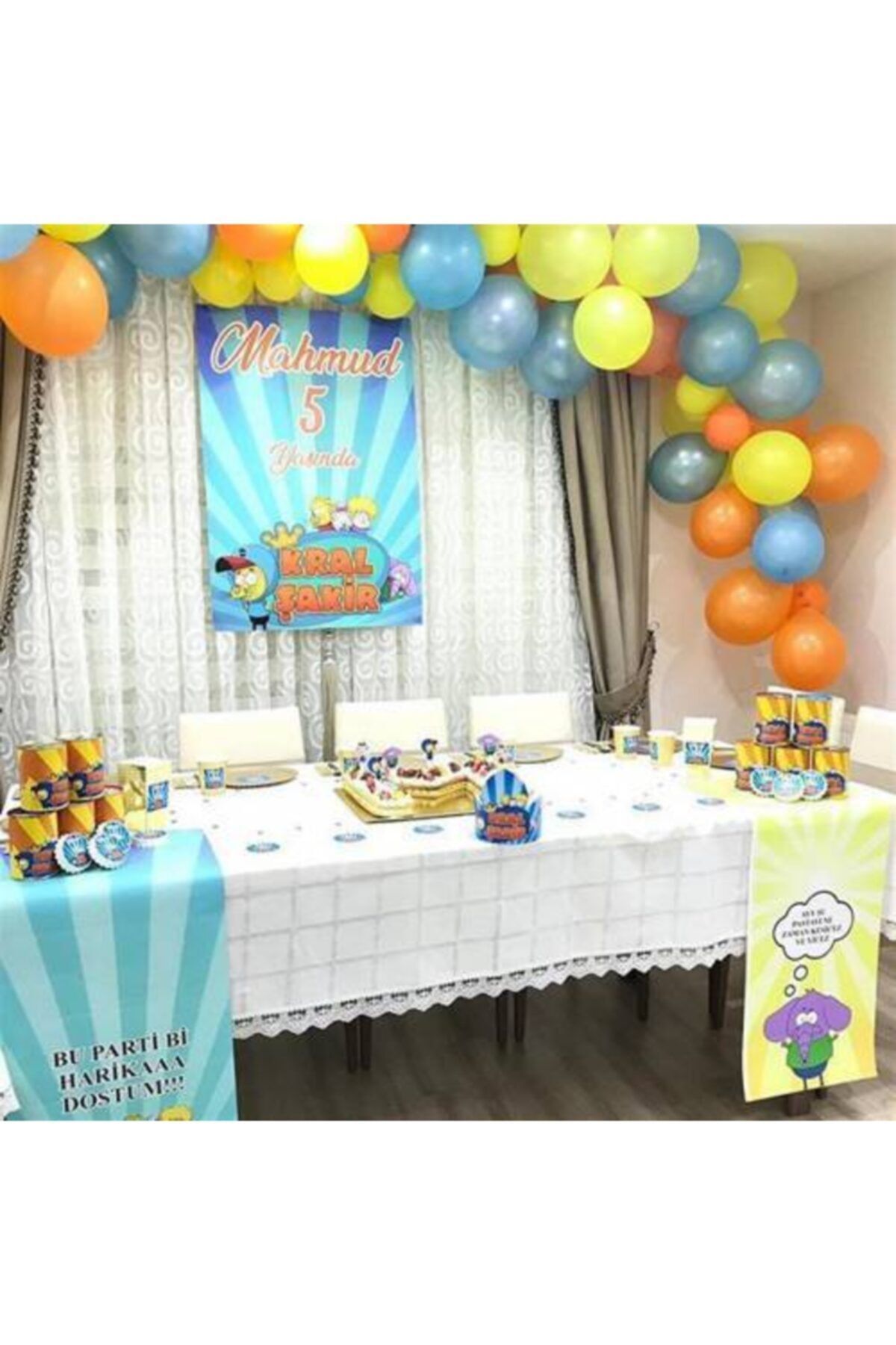 100 Adet Kral Şakir Temalı Balon ve 5 Metre Balon Zinciri