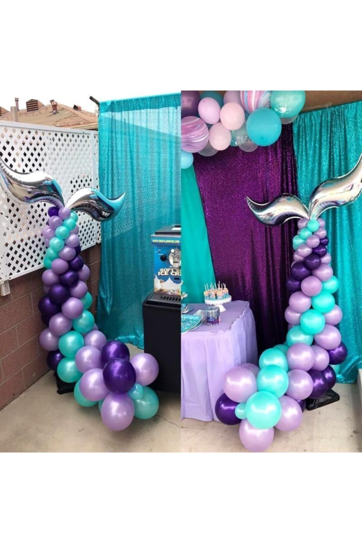 100 Adet Denizkızı Temalı Balon Ve 5 Metre Balon Zinciri