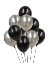 100 Adet Siyah Gümüş Balon Ve 5 Metre Balon Zinciri