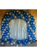 100 Adet Mavi Gümüş Balon Ve 5 Metre Balon Zinciri