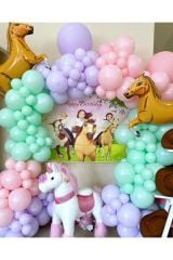 Makaron Mint Yeşili Lila Ve Pembe Balon Zinciri 100 Adet