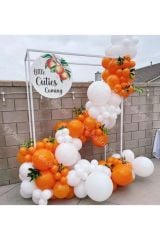 Pastel Turuncu Beyaz Balon Zinciri 100 Adet