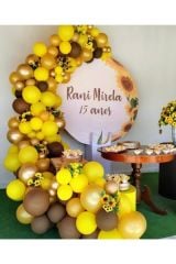 Ayçiçeği Konsept Soft Balon Zinciri Pastel Sarı Karamel Metalik Gold