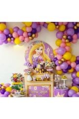 Rapunzel Mor Lila Pembe Sarı Gold 100 Adet Balon Ve Balon Zincir