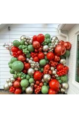 Krom Kırmızı White Gold Retro Deep Red ve Küf Yeşili Balon Zinciri 100 Adet
