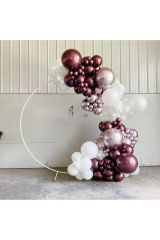 Krom Bordo Pembe Altın ve Beyaz Balon Zinciri 100 Adet