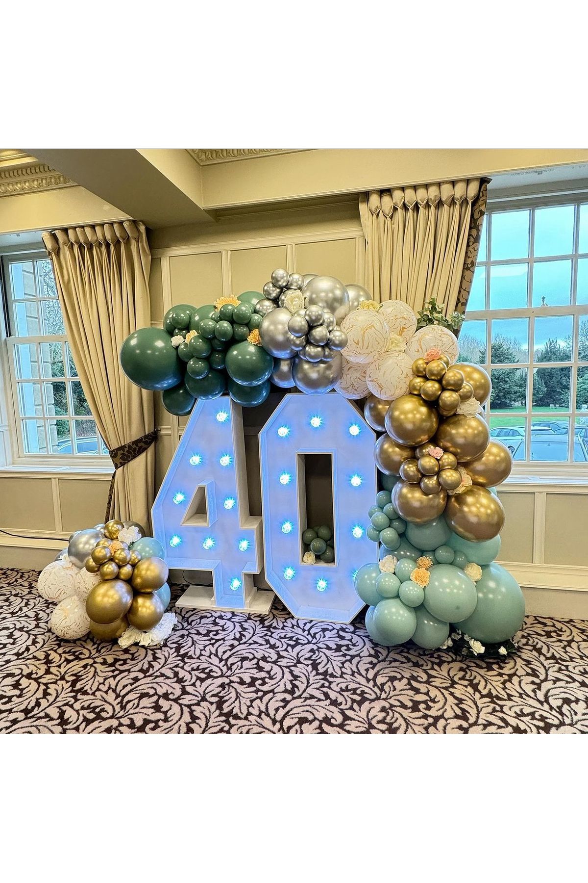 Krom Gold Gümüş Pastel Adaçayı ve Kış Yeşili Balon Zinciri 100 Adet