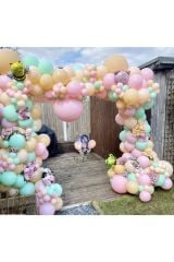Pastel Soft Makaron Balon Pembe Somon Mint Yeşili Balon Zinciri 150 Adet