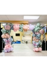 Makaron Pembe Lila Kış Yeşili Fırtına Mavisi ve Somon Balon Zinciri 100 Adet