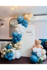 Retro Derin Okyanus Beyaz ve Sütlü Kahve Balon Zinciri 100 Adet