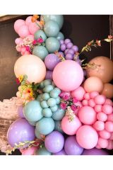 Makaron Pembe Lila Somon ve Kış Yeşili Balon Zinciri 100 Adet